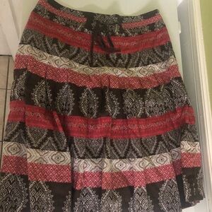 Ann Taylor LOFT Paisley Print Linen Blend A-Line Skirt